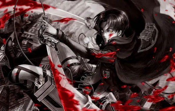 Картинка кровь, атака титанов, Shingeki no Kyojin, вторжение титанов, капрал леви