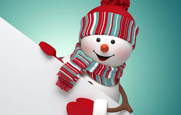 Новый Год, Рождество, снеговик, Christmas, New Year, cute, snowman, Merry