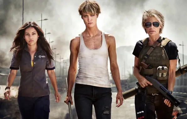 Фантастика, кадр, Терминатор, Маккензи Дэвис, Mackenzie Davis, Linda Hamilton, Terminator 6, Natalia Reyes