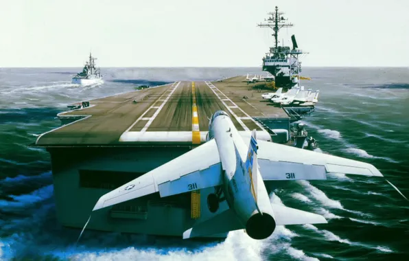 Картинка carrier, Vought A-7 Corsair, USS America