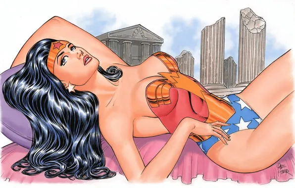 Взгляд, арт, костюм, Wonder Woman, comics, Diana Prince, Dave Hoover