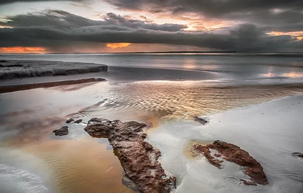 Море, пейзаж, закат