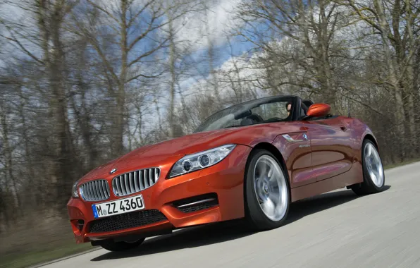 Картинка лес, движение, BMW, родстер, 2013, E89, BMW Z4, Z4