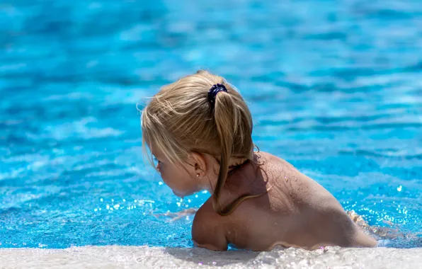 Отдых, серьги, бассейн, девочка, girl, pool, голубая вода, плавание