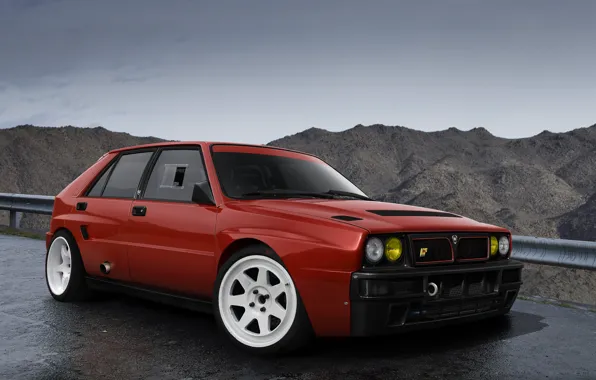 Red, Car, Lancia, Delta, Integrale