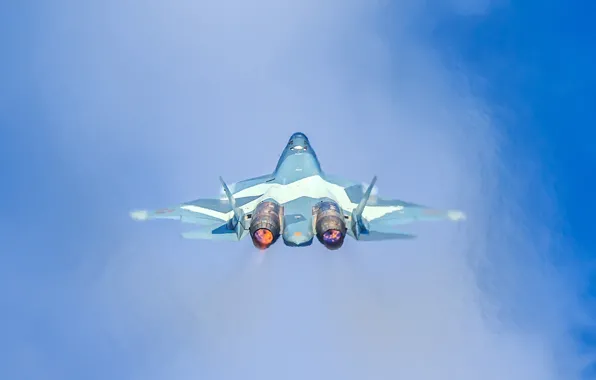 Картинка небо, полет, истребитель, Т-50, многоцелевой