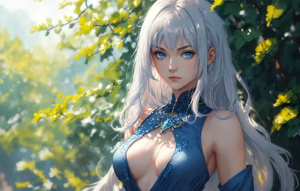 Girl, fantasy, anime, art, painting, digital art, fantasy art, white hair