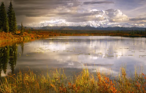Картинка осень, природа, озеро, Горы