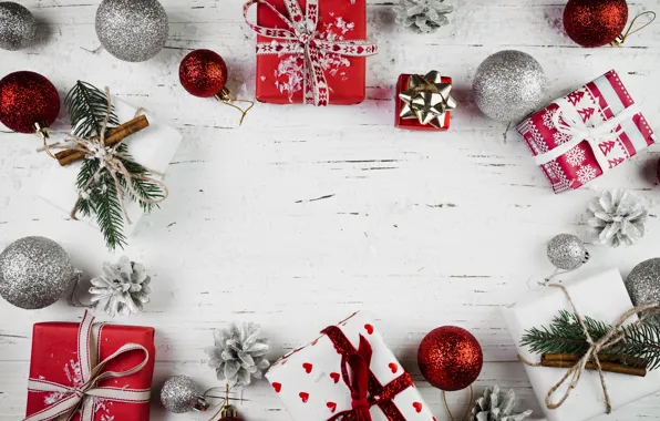 Картинка шары, Новый Год, Рождество, подарки, Christmas, balls, wood, New Year