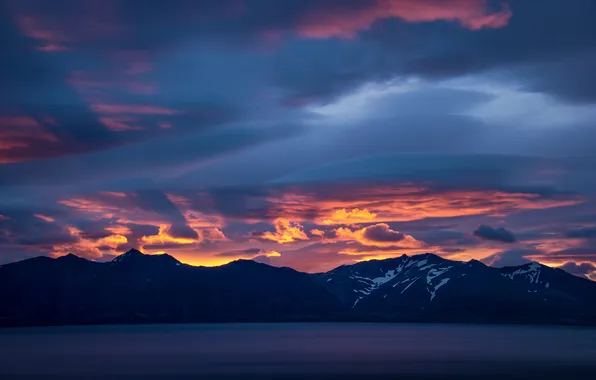 Картинка закат, горы, Исландия, Iceland, Westfjords, Гренландское море, Вестфирдир, Greenland Sea