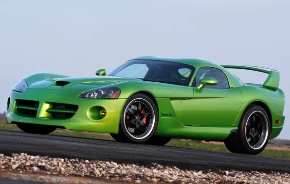 Картинка green, тюнинг, Dodge Viper, SRT, Hennessey Venom, 1000 twin turbo