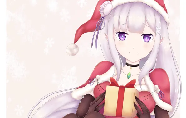Рождество, Новый год, снегурочка, Эмилия, С нуля, Re Zero Kara Hajimeru Isekai Seikatsu