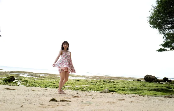 Asian, Model, Beach, Smile, Woman, Japanese, Outdoor, Shore