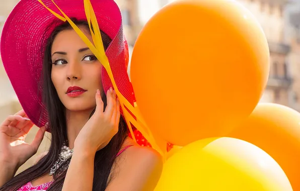 Взгляд, девушка, шары