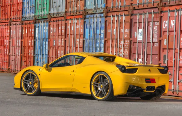 Авто, Желтый, Машина, spider, Ferrari, 458, Italia, Спорткар