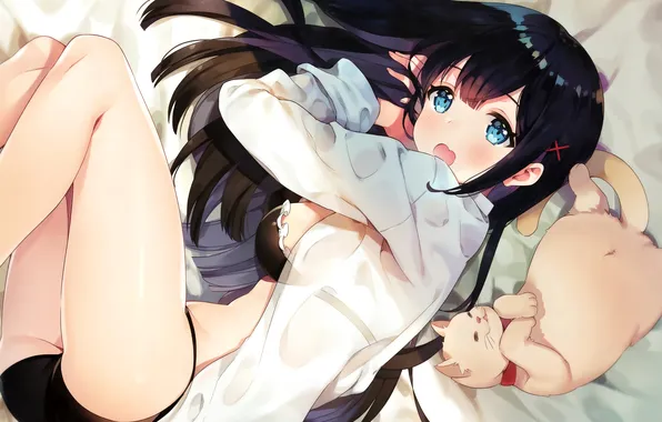 Girl, sexy, lingerie, ass, pantsu, bra, panties, long hair