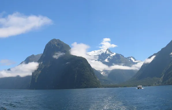 Горы, природа, фото, Новая Зеландия, панорама, Милфорд-Саунд