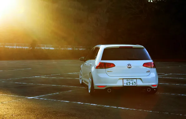 Volkswagen, white, wheels, golf