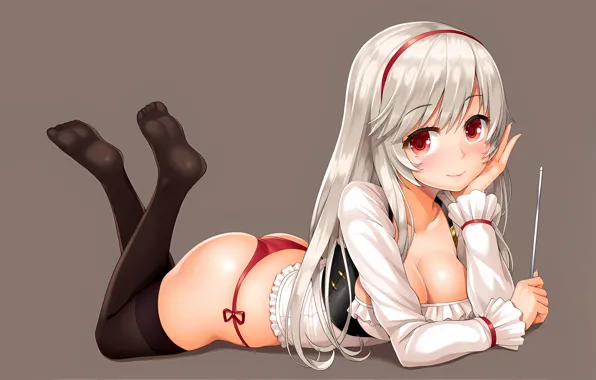 Girl, sexy, lingerie, ass, pantsu, cleavage, panties, thighhighs