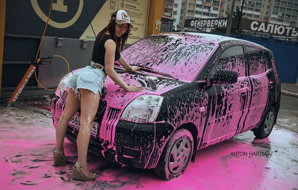 Картинка model, Kia, women, redhead, vehicle, sunglasses, jean shorts, women outdoors