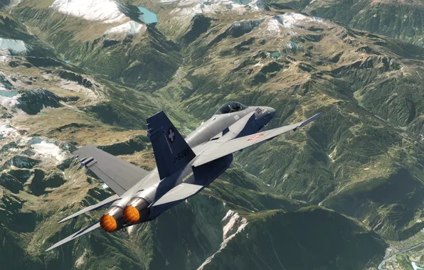 Рендеринг, ландшафт, истребитель, многоцелевой, FA-18C Hornet