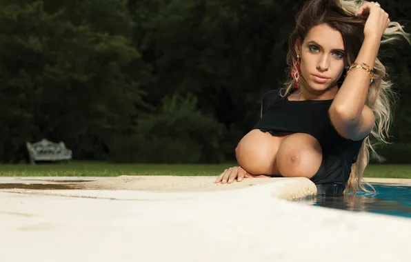 Грудь, модель, бассейн, сиськи, блондинка, girl, ass, Playboy