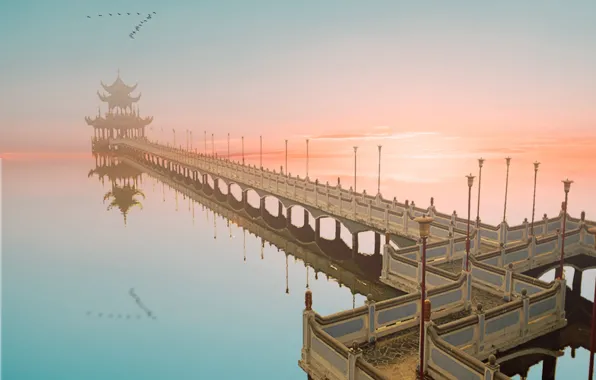 Sunset, china, bay