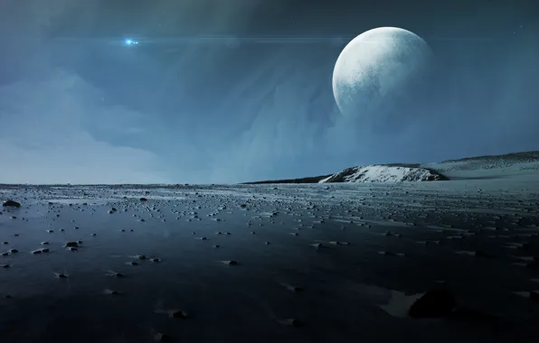 Картинка moon, planet, stones, sci fi
