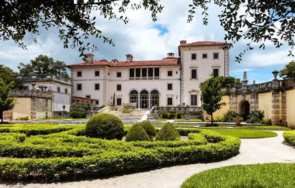 Майами, сад, Флорида, США, дворец, Vizcaya palace