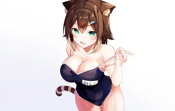 Girl, sexy, cleavage, boobs, anime, beautiful, short hair, pretty