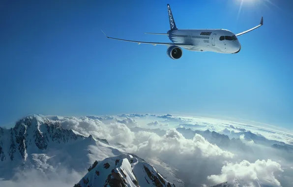 Картинка самолет, облако, полёт, BA CS300