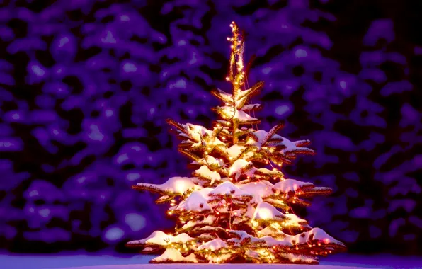 Картинка елка, ель, Рождество, Новый год, golden, Ёлка, New Year, fireworks