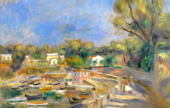 Картина, городской пейзаж, 1910, Пьер Огюст Ренуар, Pierre Auguste Renoir, Cagnes Landscape