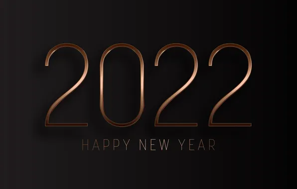 Золото, цифры, Новый год, golden, черный фон, new year, happy, luxury