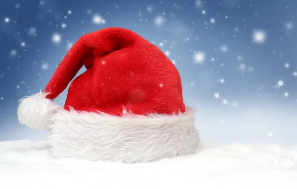 Картинка снег, капот, Рождество, Новый год, new year, Дед Мороз, Christmas, hat