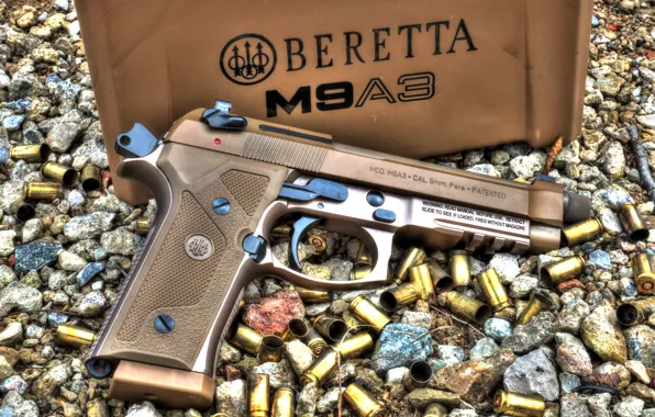 Картинка пистолет, гильзы, Beretta, M9A3
