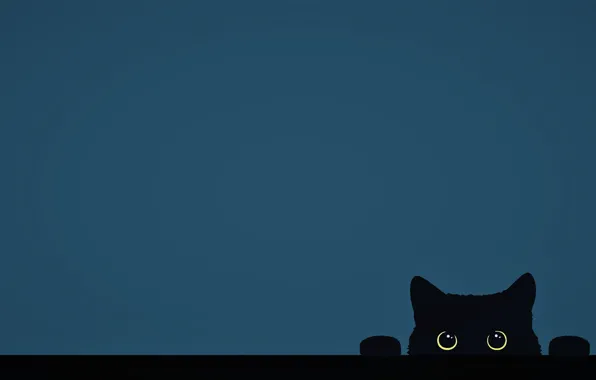 Картинка minimalism, Cat, funny, digital art, artwork, cute, yellow eyes, paw