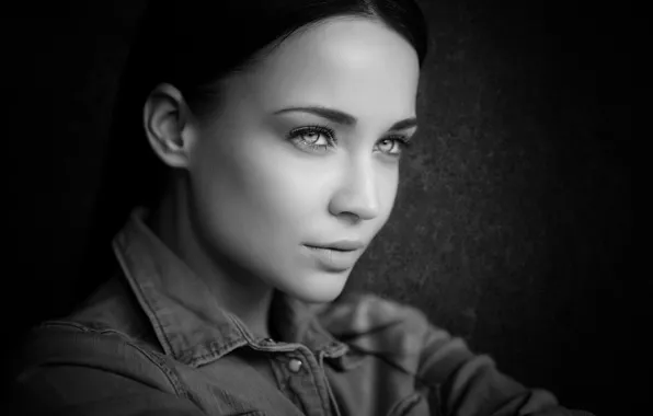 Глаза, взгляд, девушка, портрет, чёрно белое фото, Angelina Petrova