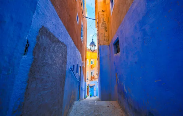 Картинка дома, улочка, Марокко, Шефшауэн