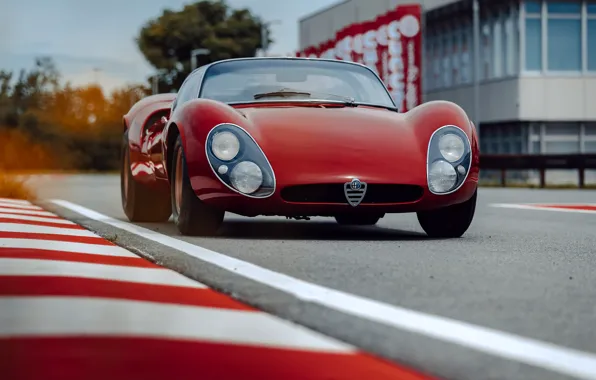 Картинка car, Alfa Romeo, red, 1967, Alfa Romeo 33 Stradale, 33 Stradale