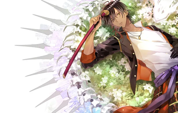 Меч, аниме, арт, парень, Touken Ranbu, Touken ranbu, Танец Мечей