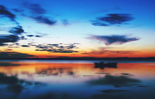 Картинка небо, озеро, sunset