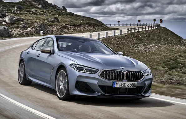 Картинка дорога, купе, BMW, склон, Gran Coupe, 8-Series, 2019, четырёхдверное купе