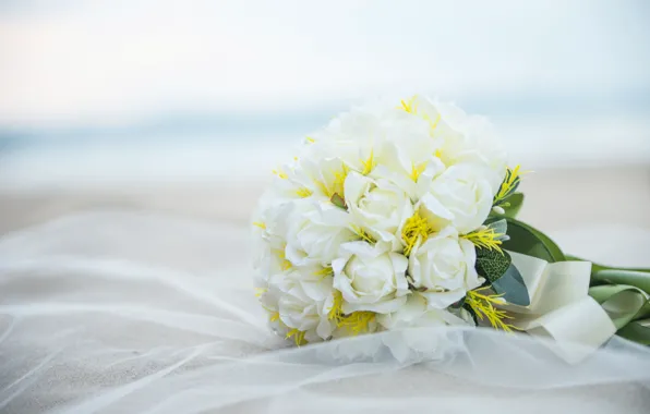 Розы, букет, белые, свадьба, Roses, wedding, Bouquets