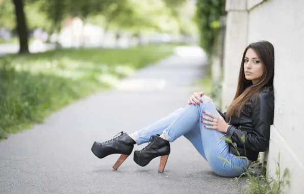 Взгляд, стиль, модель, красотка, сидит, Carlotta