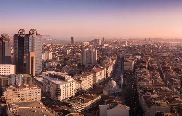 City, Istanbul, Turkey, streets, buildings, horizon, vehicles