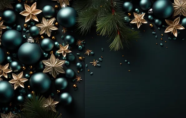 Новый Год, blue, luxury, Christmas, black, decoration, background, темный фон