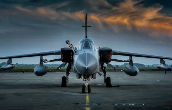 Небо, закат, самолёт, Panavia Tornado