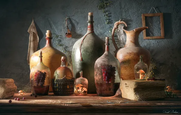 Натюрморт, композиция, акрт, Farid Ghanbari, Bottles of Life