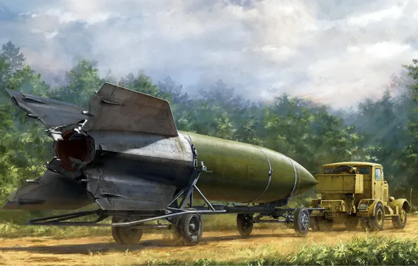 Картинка Третий рейх, SS100, Hanomag, оружие возмездия, Фау-2, V-2, дальнего действия, Vergeltungswaffe-2